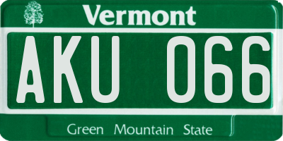 VT license plate AKU066