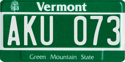 VT license plate AKU073