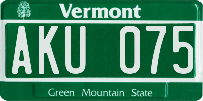 VT license plate AKU075