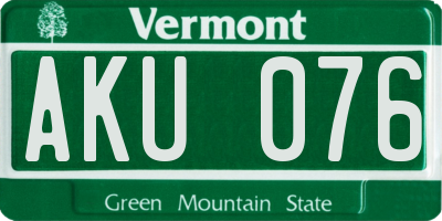 VT license plate AKU076