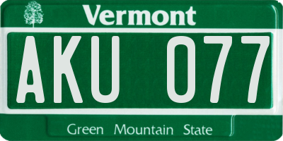 VT license plate AKU077