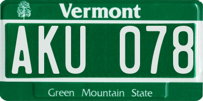 VT license plate AKU078