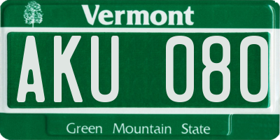 VT license plate AKU080
