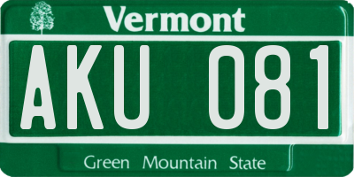 VT license plate AKU081