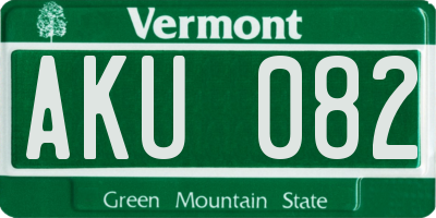 VT license plate AKU082