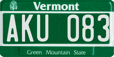 VT license plate AKU083