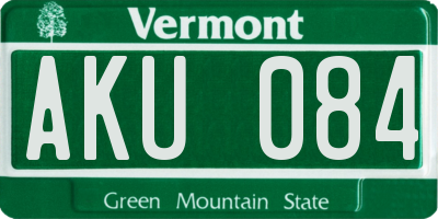 VT license plate AKU084