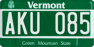 VT license plate AKU085