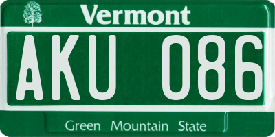 VT license plate AKU086