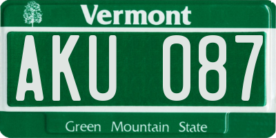 VT license plate AKU087