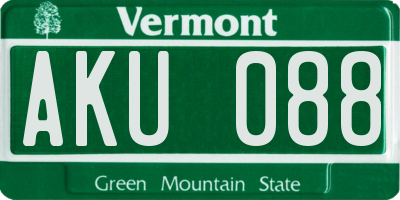 VT license plate AKU088