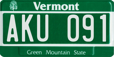 VT license plate AKU091