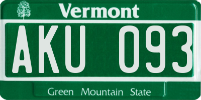 VT license plate AKU093