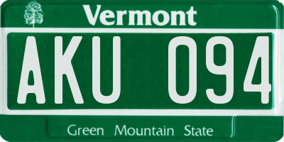 VT license plate AKU094