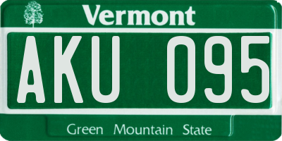 VT license plate AKU095
