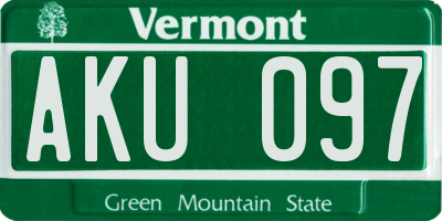 VT license plate AKU097
