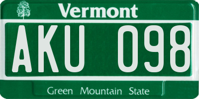 VT license plate AKU098