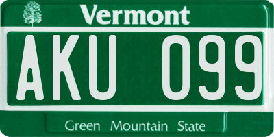 VT license plate AKU099