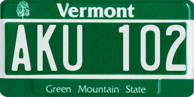 VT license plate AKU102