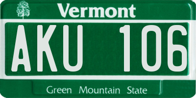 VT license plate AKU106