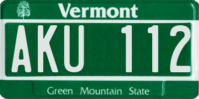 VT license plate AKU112