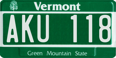 VT license plate AKU118