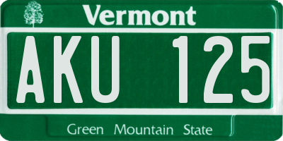 VT license plate AKU125