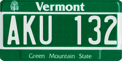 VT license plate AKU132