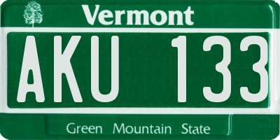 VT license plate AKU133
