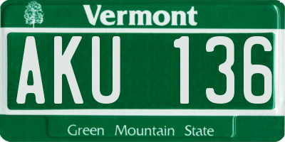 VT license plate AKU136