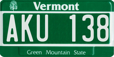VT license plate AKU138