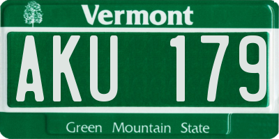 VT license plate AKU179