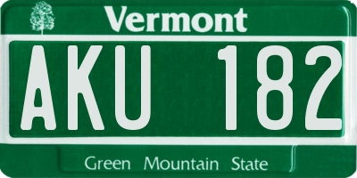 VT license plate AKU182