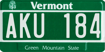 VT license plate AKU184