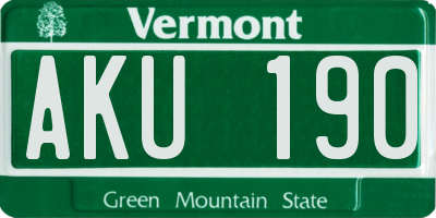 VT license plate AKU190