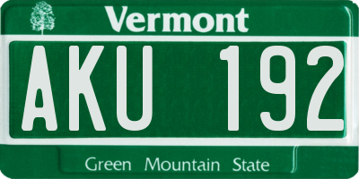 VT license plate AKU192