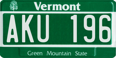 VT license plate AKU196
