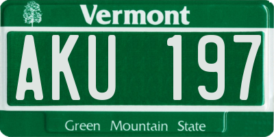 VT license plate AKU197