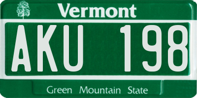 VT license plate AKU198