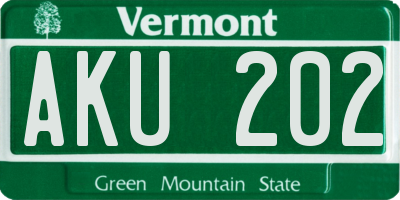 VT license plate AKU202