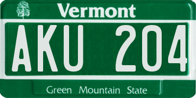 VT license plate AKU204