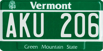VT license plate AKU206