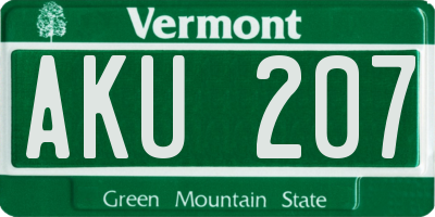 VT license plate AKU207