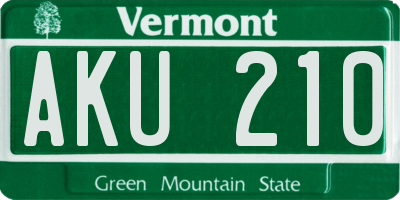 VT license plate AKU210
