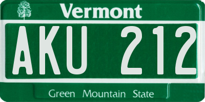 VT license plate AKU212