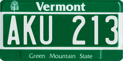 VT license plate AKU213