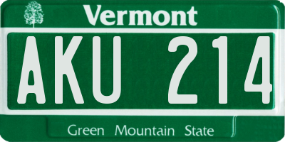 VT license plate AKU214