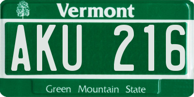 VT license plate AKU216