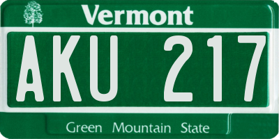 VT license plate AKU217
