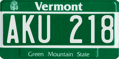VT license plate AKU218
